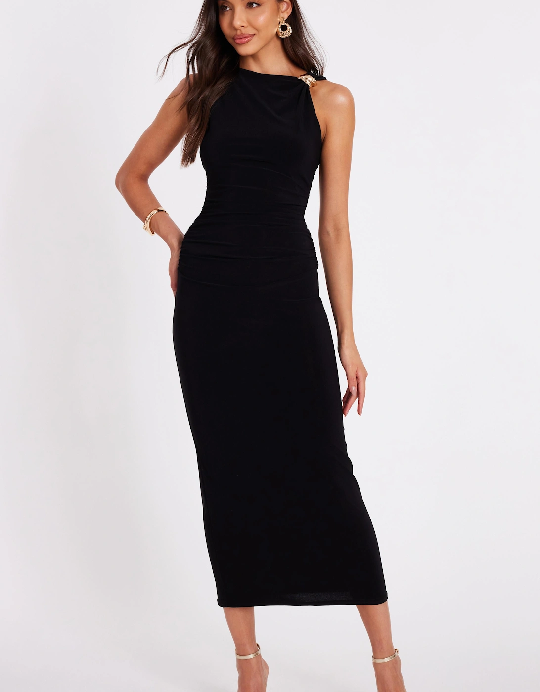 Black Buckle Midaxi Dress, 2 of 1
