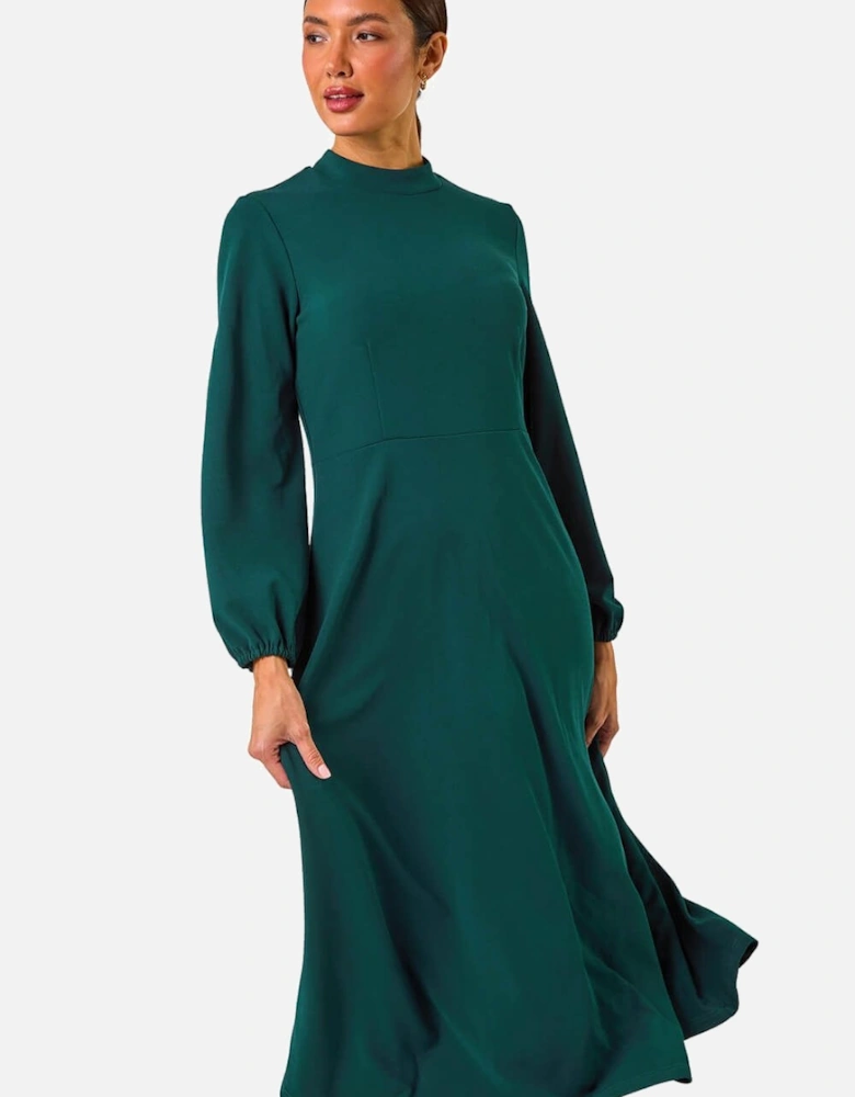 High Neck Fit & Flare Stretch Dress
