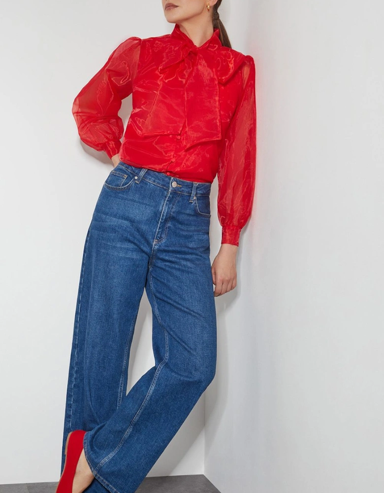Rosa Organza Pussybow Blouse Red
