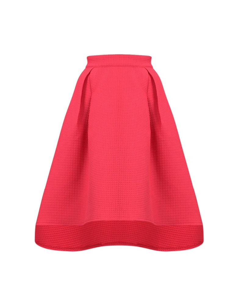 Textured High-Low Pleated Midi Skirt