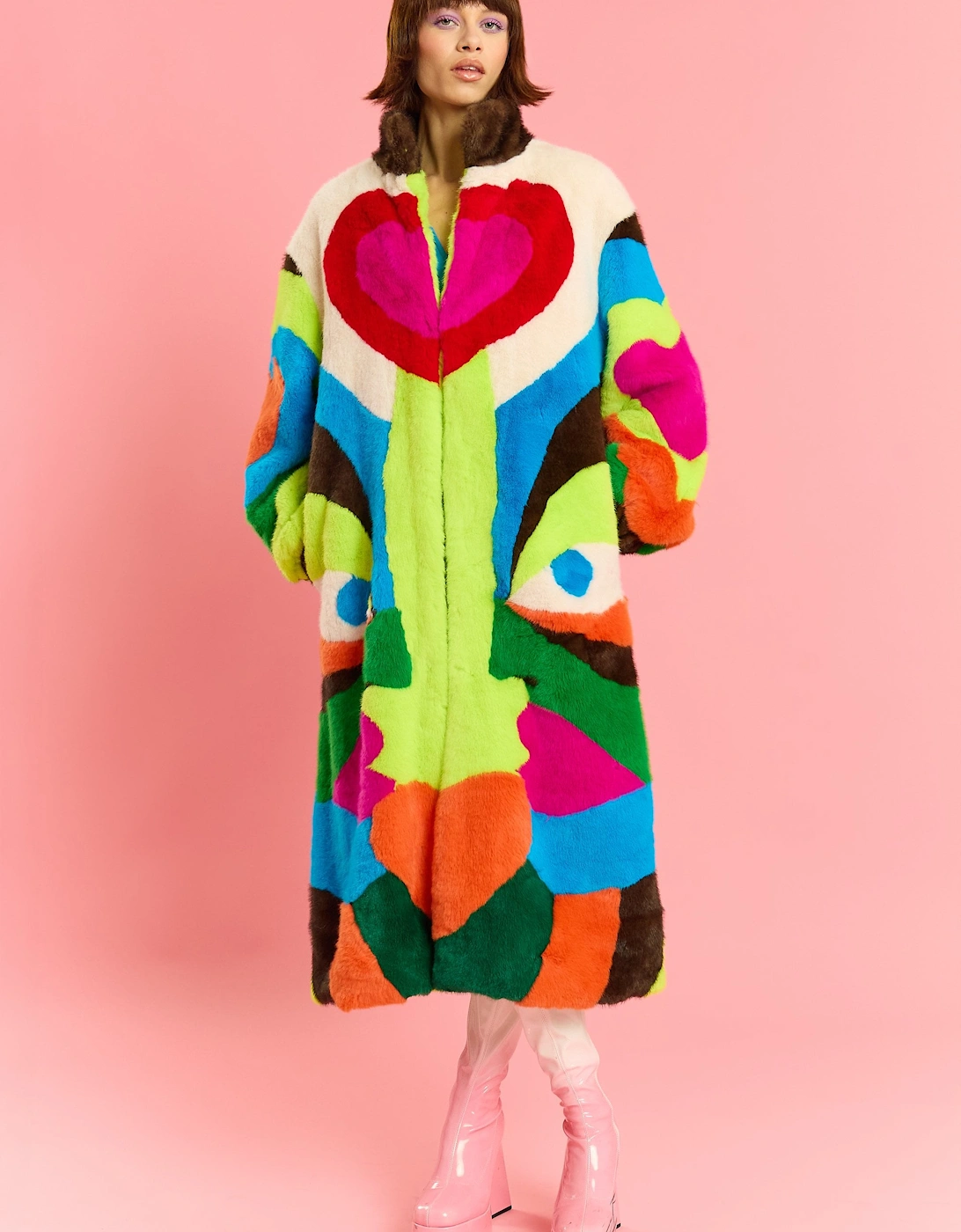 Hand Painted Faux Fur Maxi Coat, 6 of 5