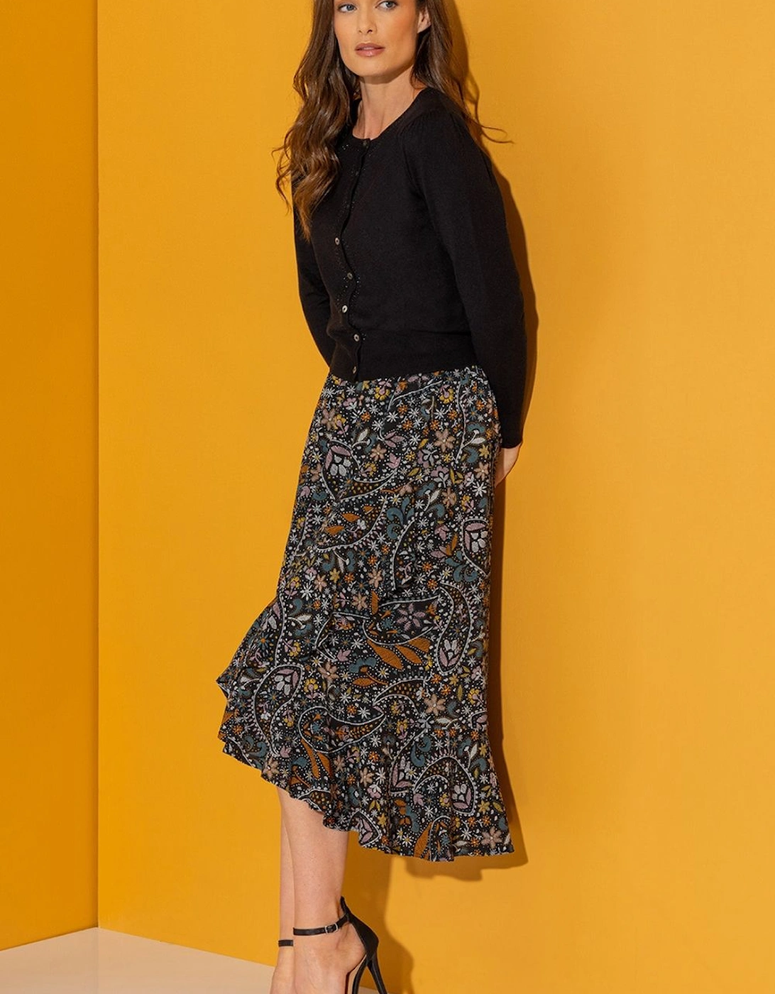 Paisley Print Textured Midi Skirt, 2 of 1