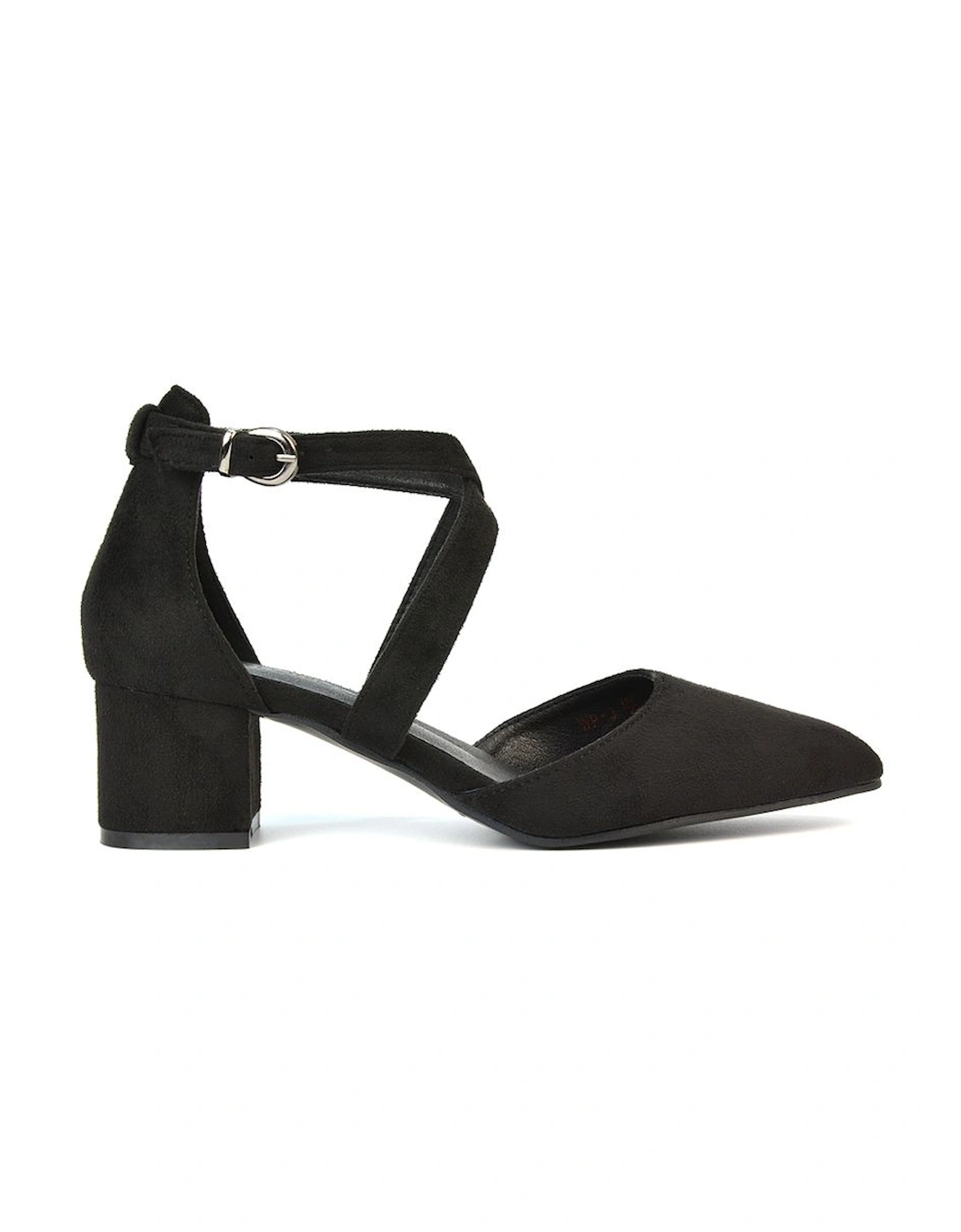 'Cynthia' Pointed Toe Ankle Strap Mid Block Heel Court Shoes, 2 of 1