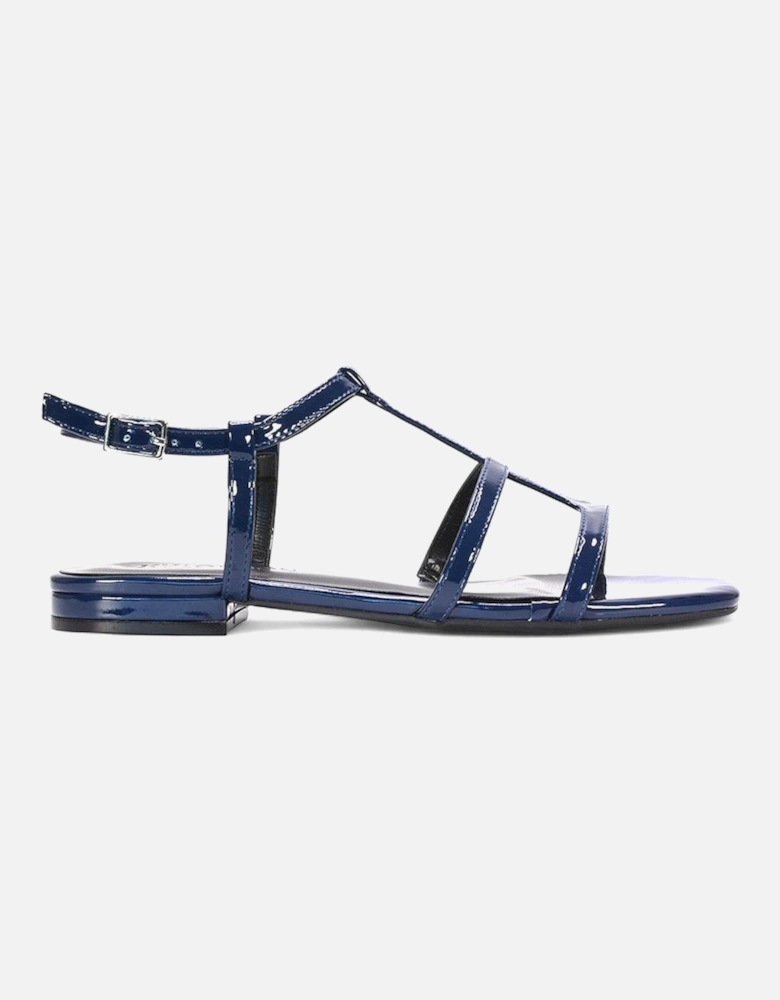 'Danielle' Flat Strappy Caged Square Toe Sandals With Buckle