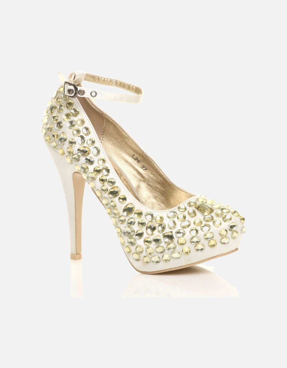 High  Heel Ankle Strap Gem  Court Shoes, 2 of 1