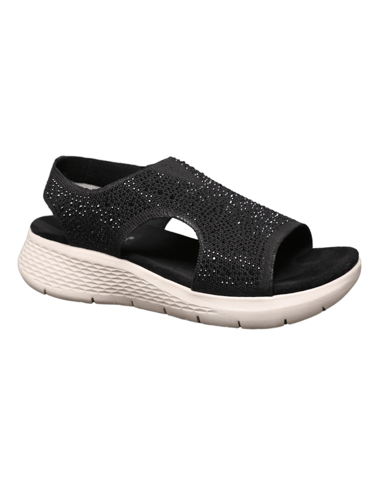 Sparkly Slingback Comfort Sandals with Rhinestones and Cushioned Sole