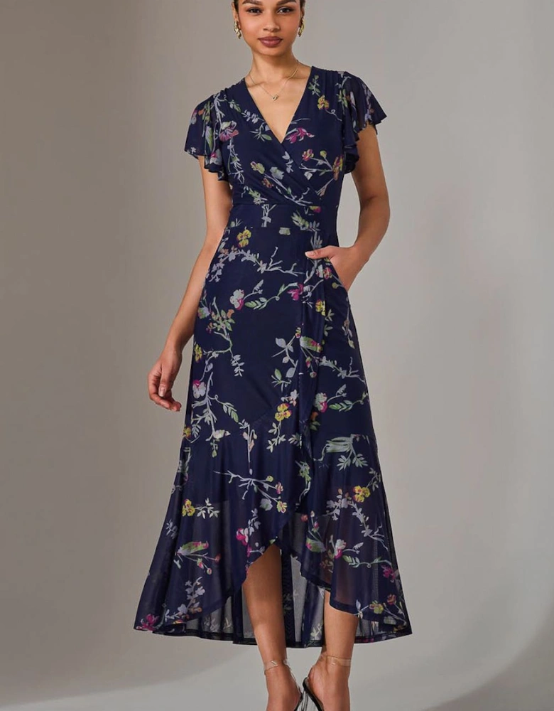 Mesh Frill Hem Maxi Dress