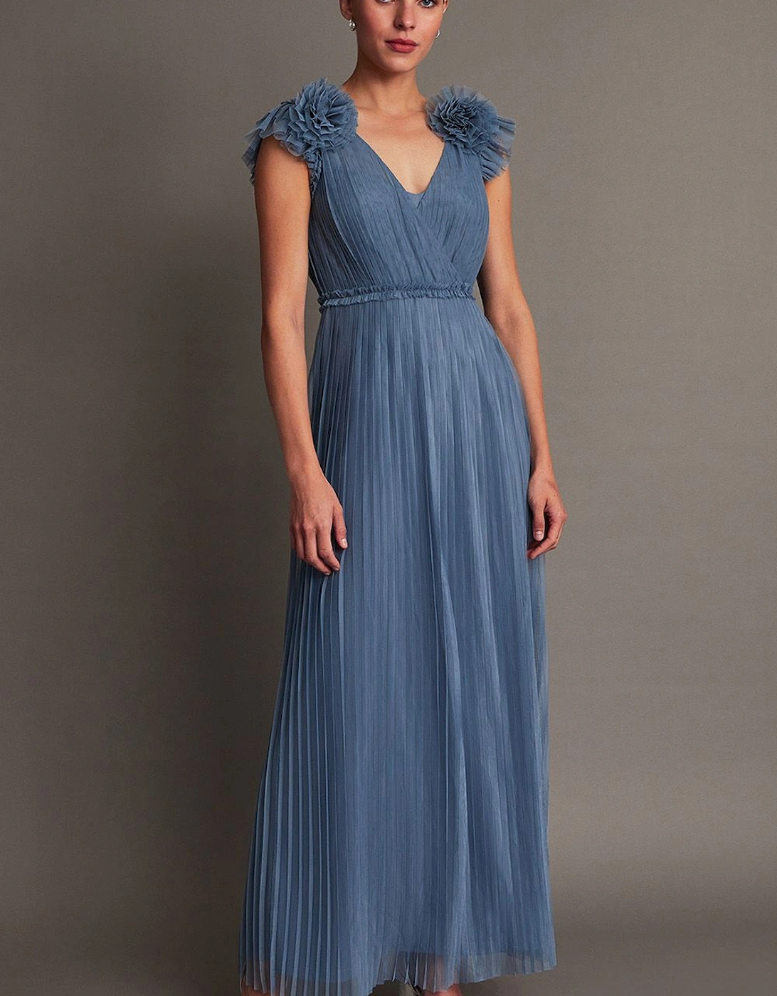Wendy Pleated Maxi Dress Blue, 2 of 1
