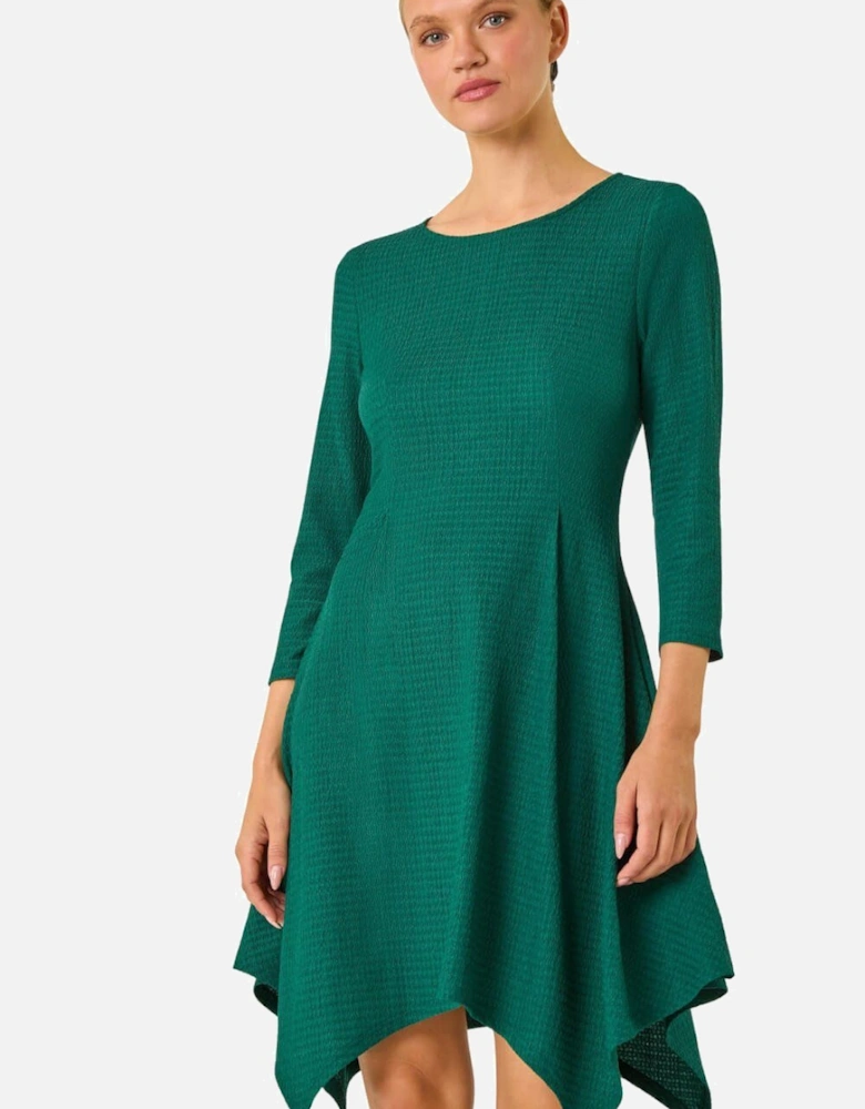 Asymmetric Textured Pleat Stretch Dress