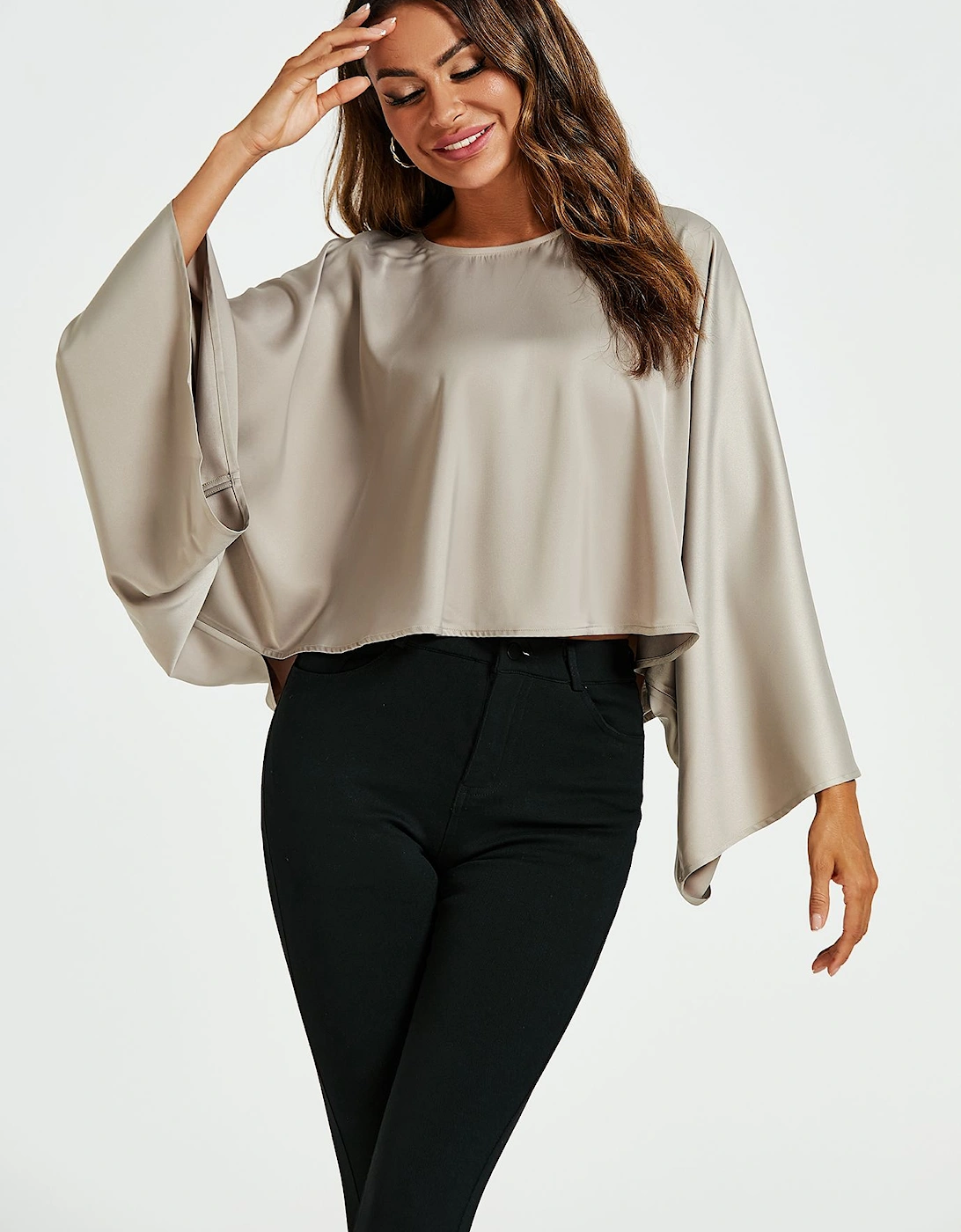 Satin Loose-Fit Crop Top, 2 of 1