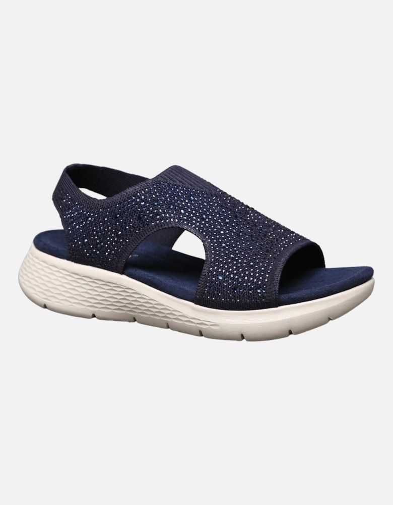 Sparkly Slingback Comfort Sandals with Rhinestones and Cushioned Sole