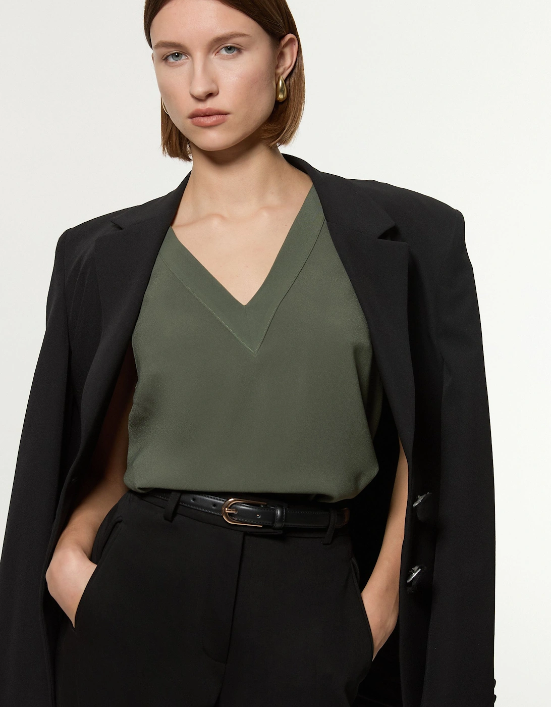 Tailored Crepe Essential Sleeveless Longline Top, 2 of 1