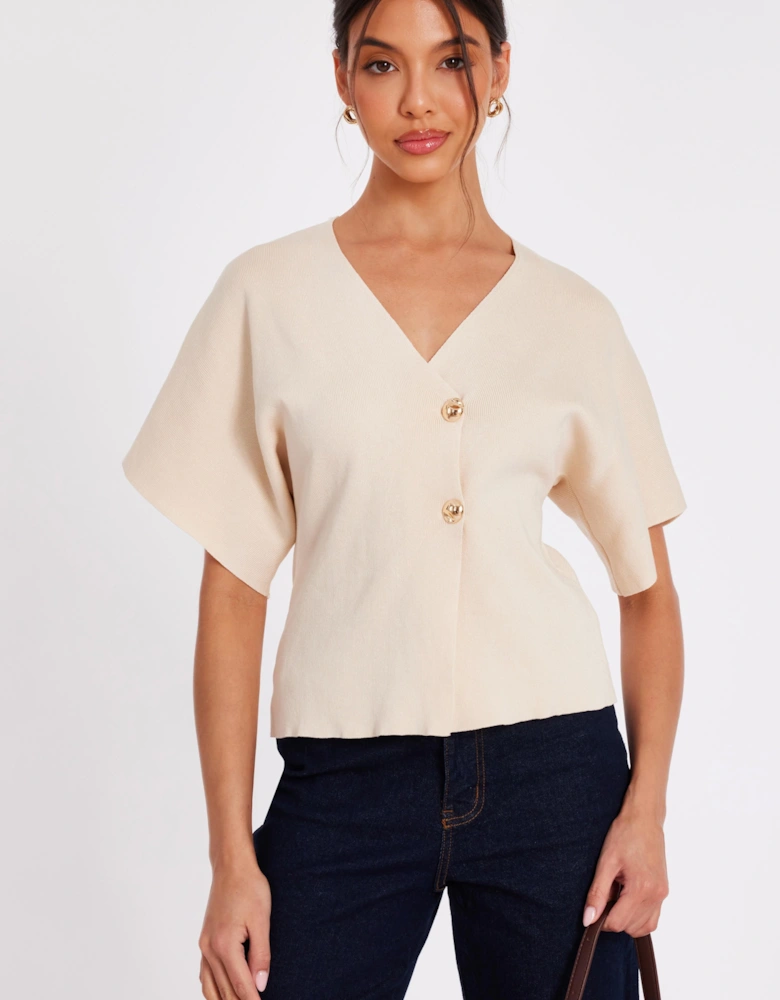 Stone Short Sleeve Knit Cardigan