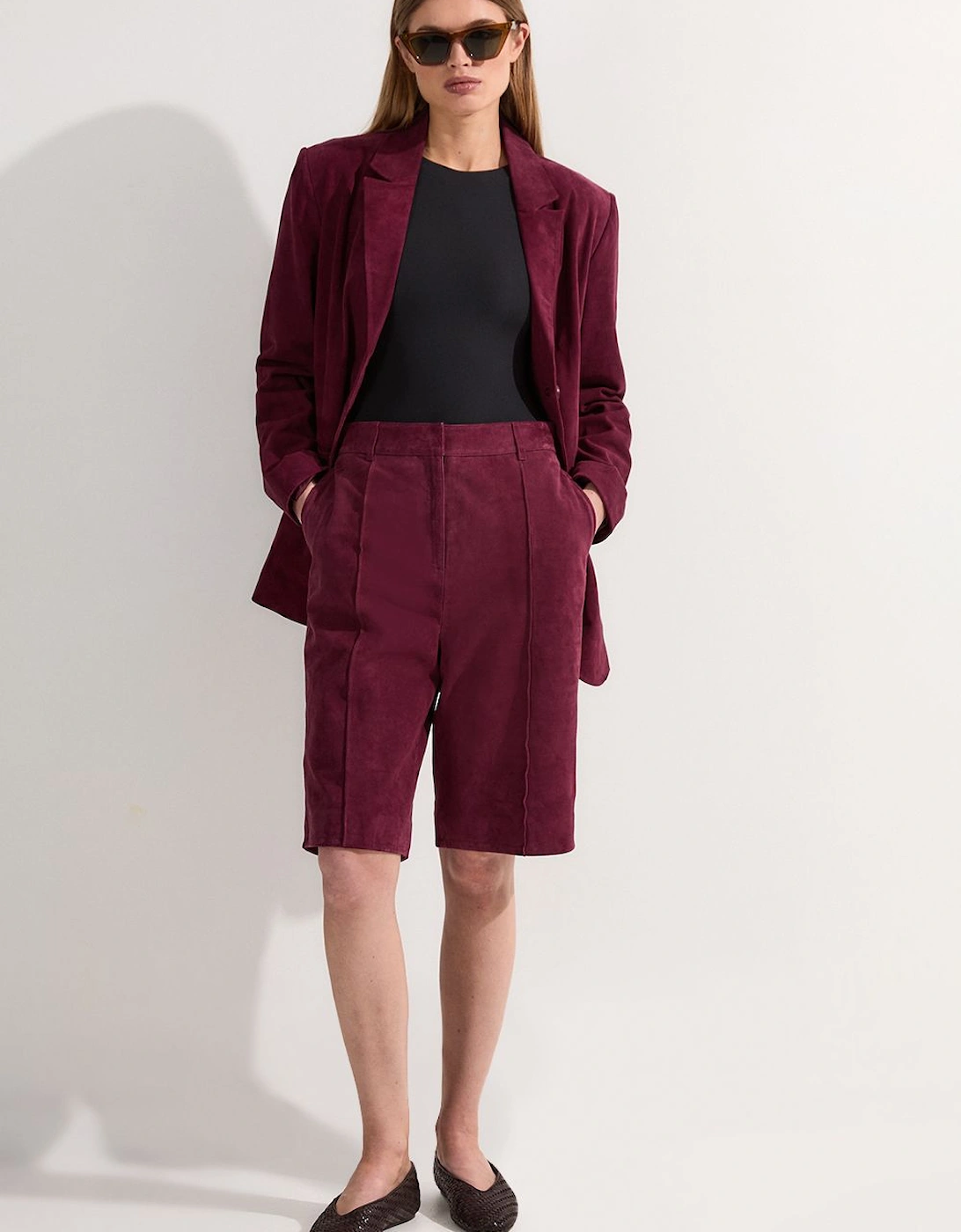 Suede Tailored Longline Short, 2 of 1