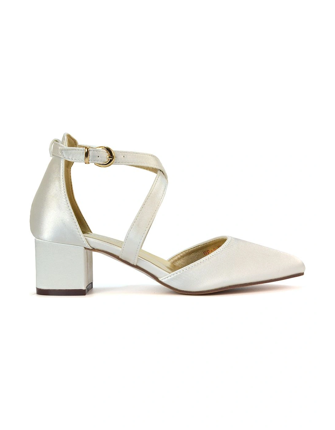 'Cynthia' Pointed Toe Ankle Strap Mid Block Heel Court Shoes, 2 of 1
