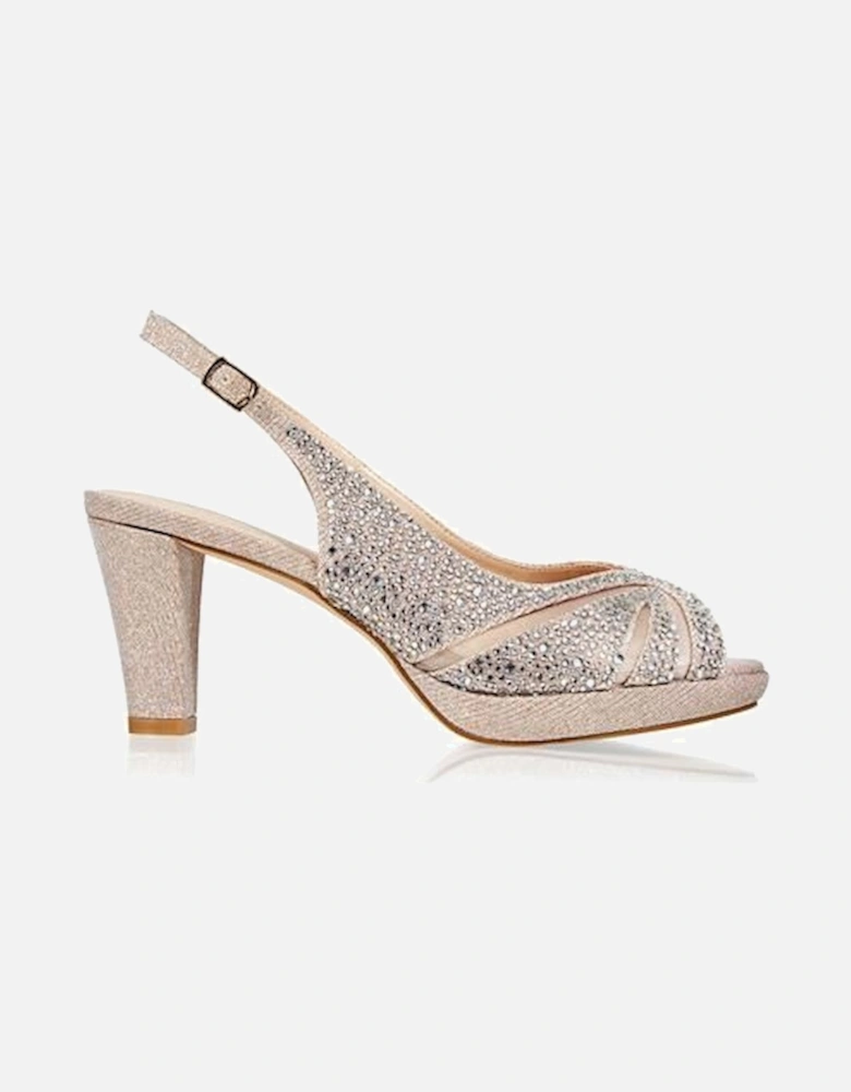 Glitter 'Linda' Low Platform Sling Back Sandal