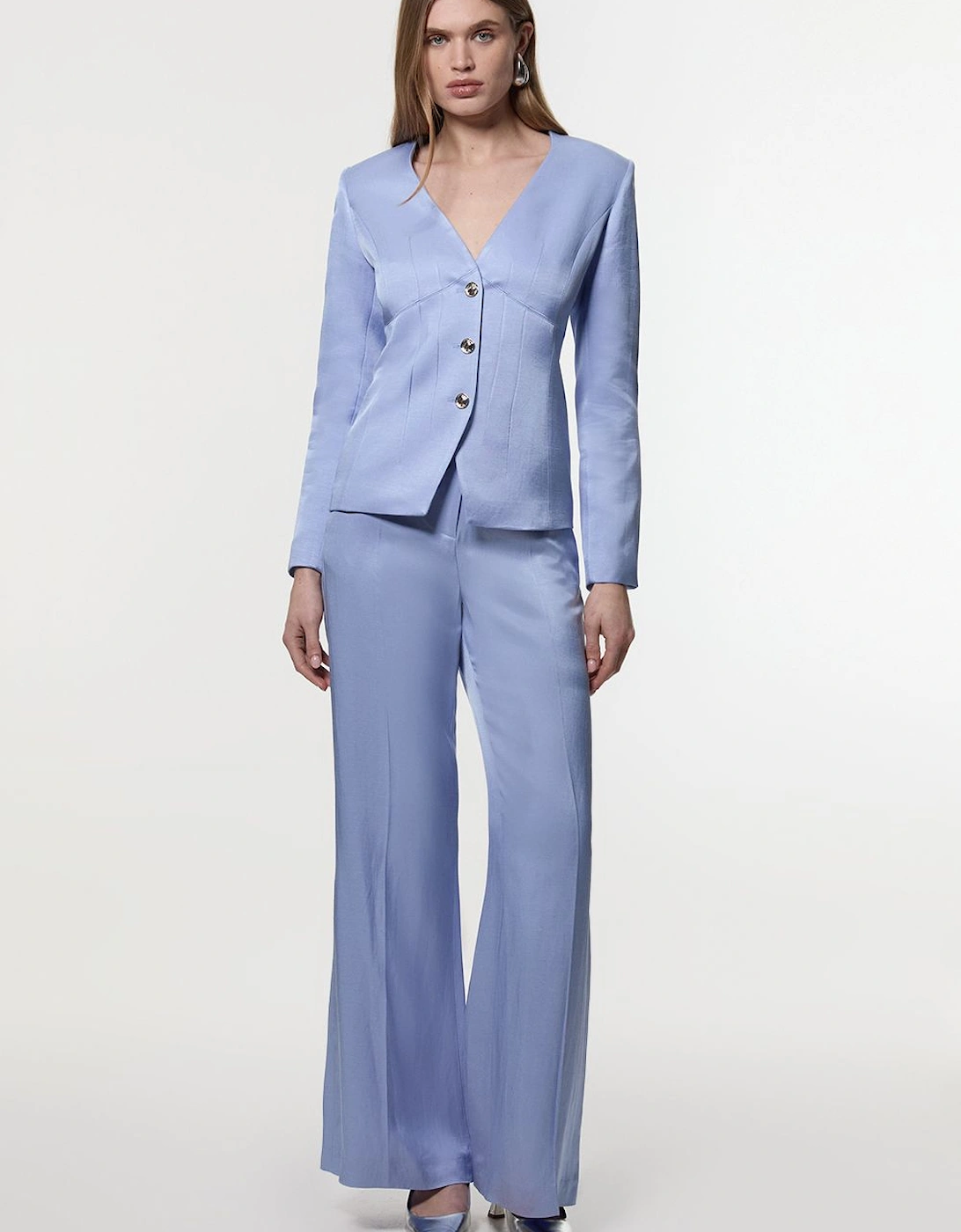 Premium Viscose Linen Tailored Wide Leg Trouser, 2 of 1