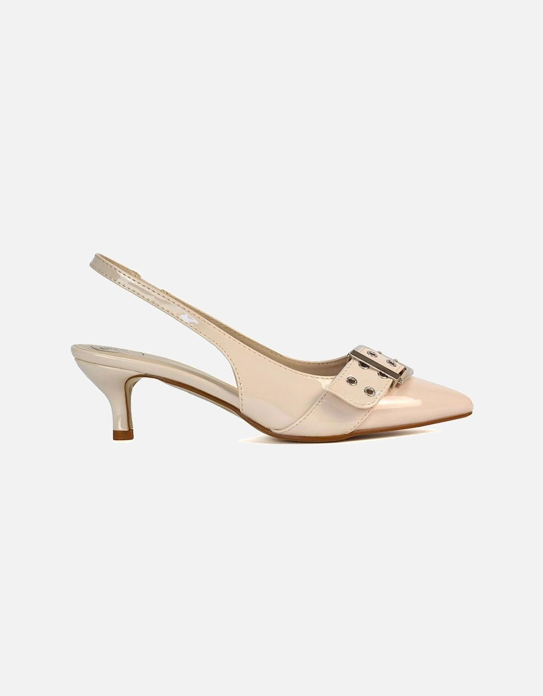 'Lexi' Pointed Toe Slingback Low Kitten Heels With Buckle Detail, 2 of 1