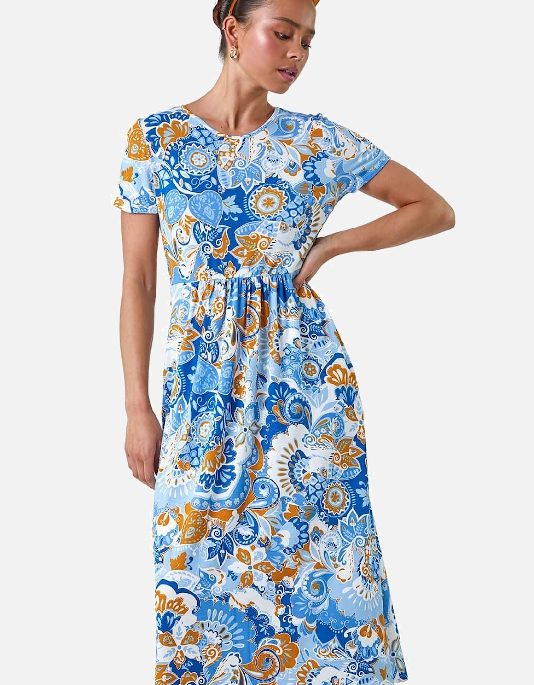 Petite Paisley Print Midi Stretch Dress, 2 of 1