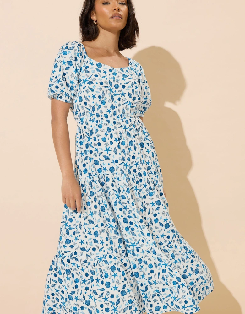 Petite Seashell Graphic Midi Dress