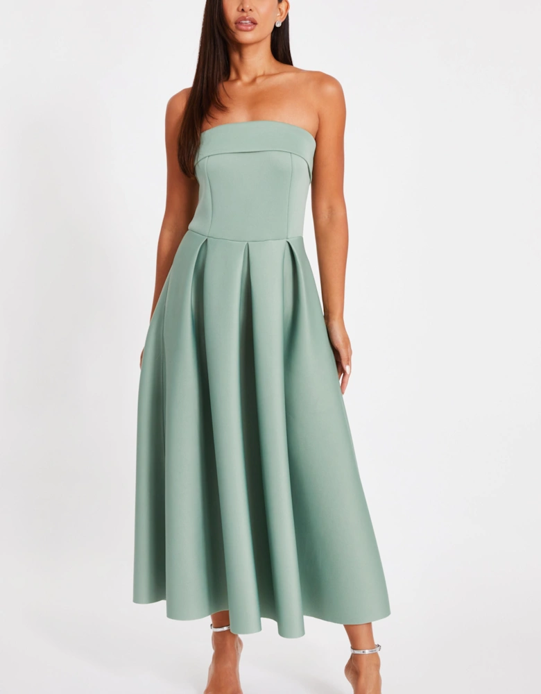 Teal Bandeau Skater Dress