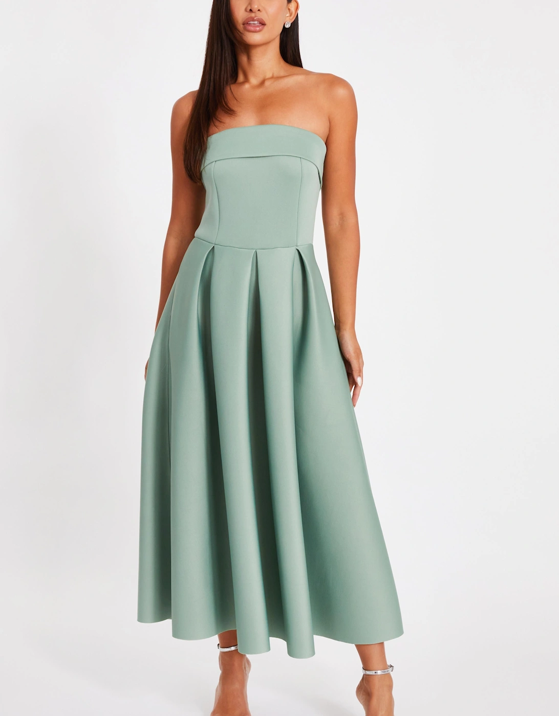 Teal Bandeau Skater Dress, 2 of 1