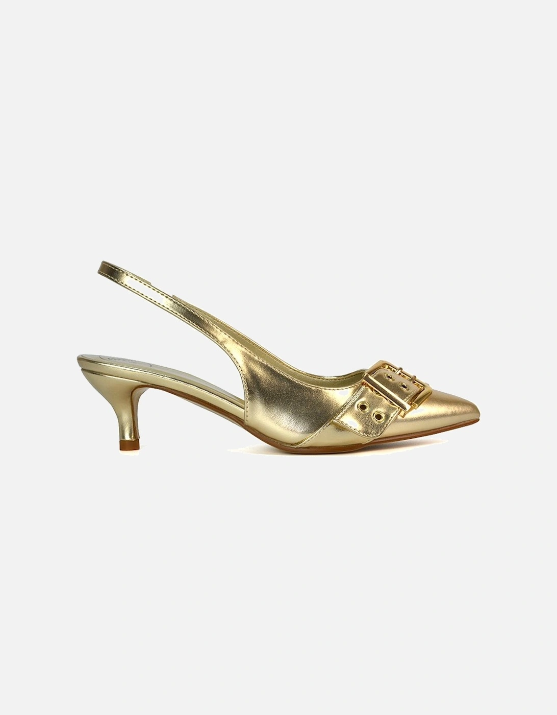 'Lexi' Pointed Toe Slingback Low Kitten Heels With Buckle Detail, 2 of 1