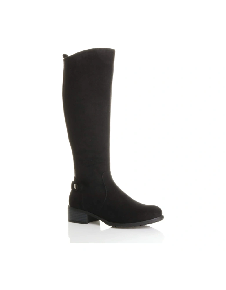 Low  Heel Riding Faux Suede Calf Boots