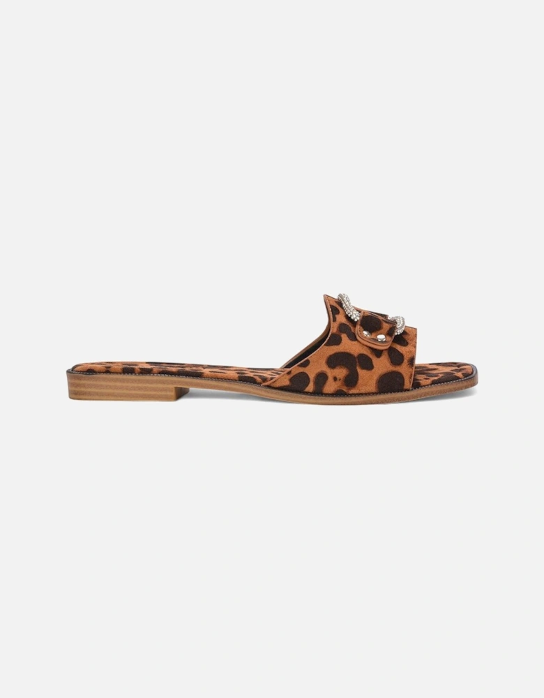 'Annie' Sparkly Diamante Slip On Flat Slider Mule Sandals