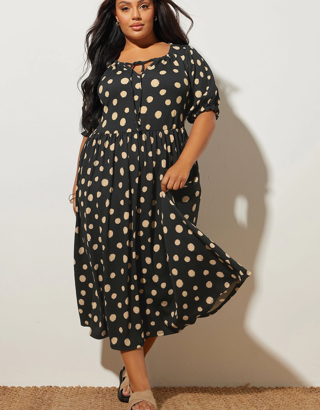 Spot Print Textured Dress, 2 of 1