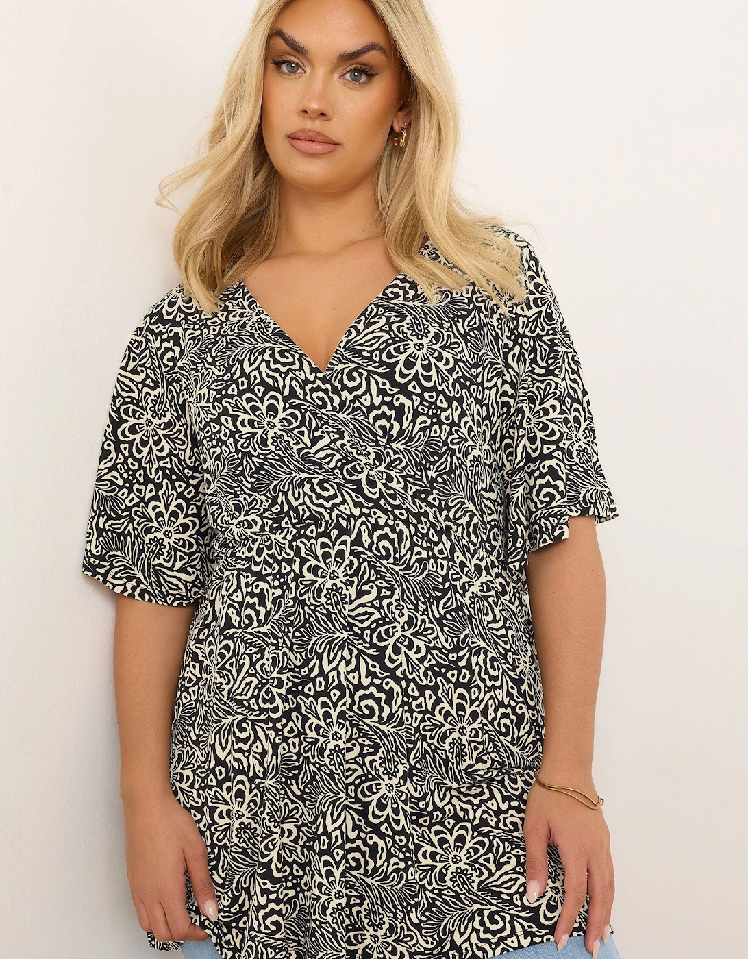 Floral Leaf Print Wrap Top, 2 of 1
