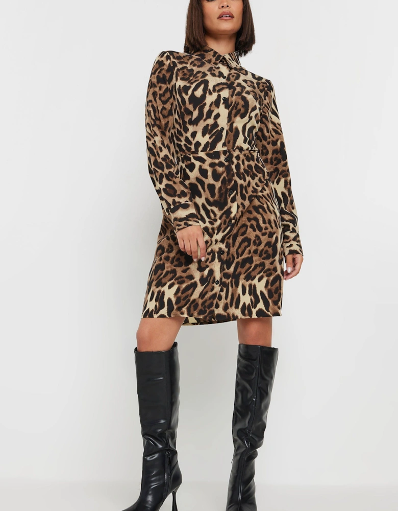 Petite Leopard Print Shirt Dress