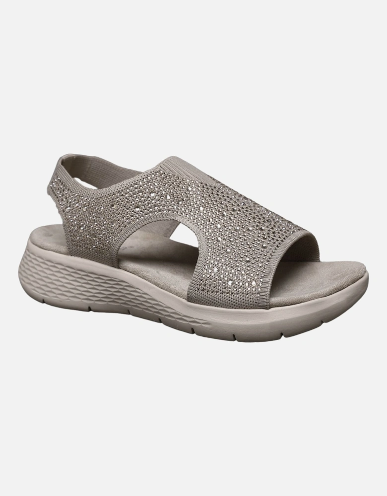 Sparkly Slingback Comfort Sandals with Rhinestones and Cushioned Sole