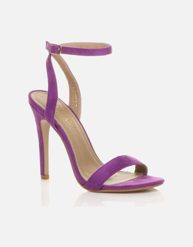 High  Heel Ankle Strap Barely There Faux Suede Heeled Sandals