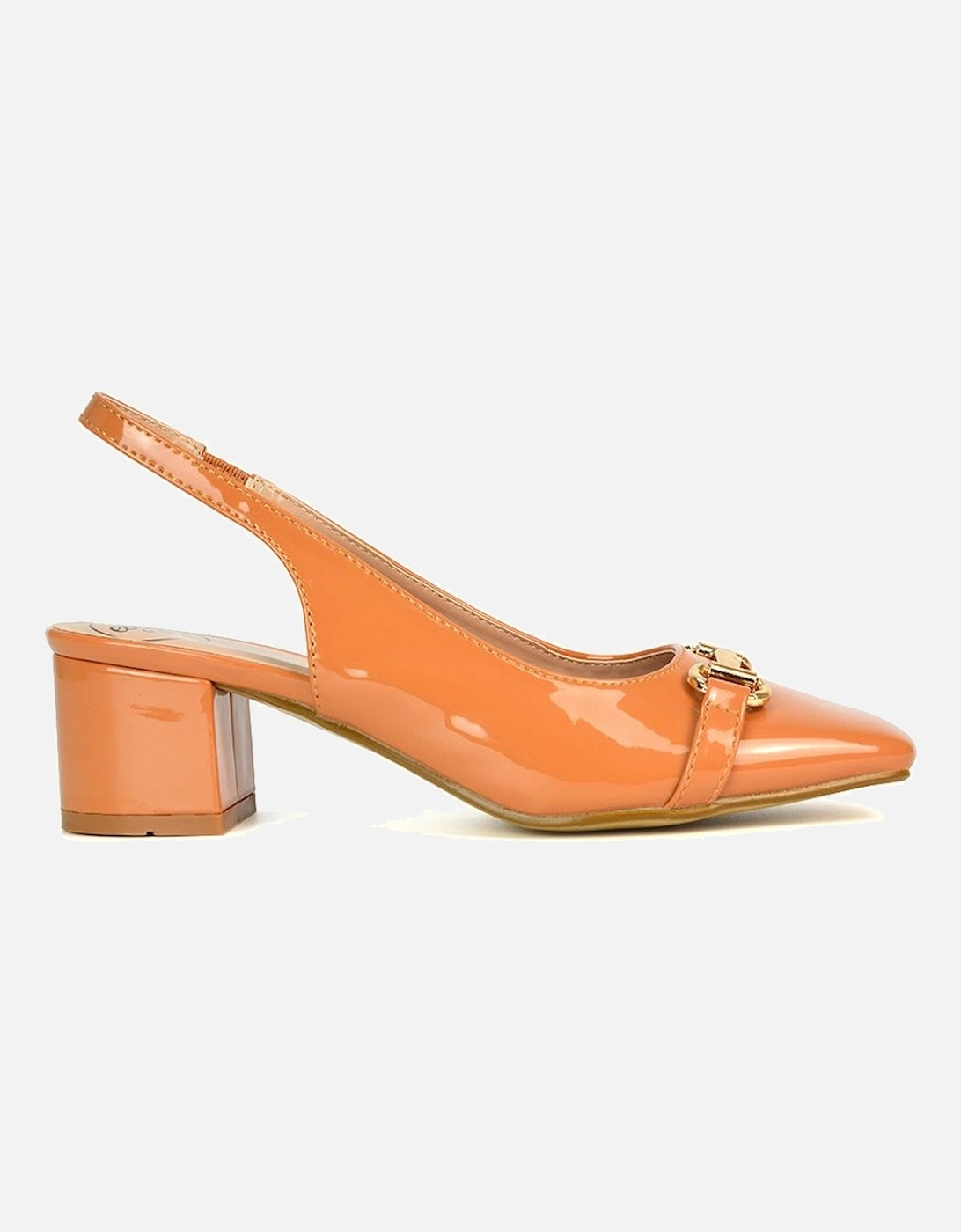 'Selena' Square Toe Slingback Mid Block Heel Ballet Court Shoes, 2 of 1