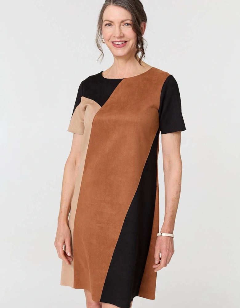 Colour Block Short Sleeve Midi Dress