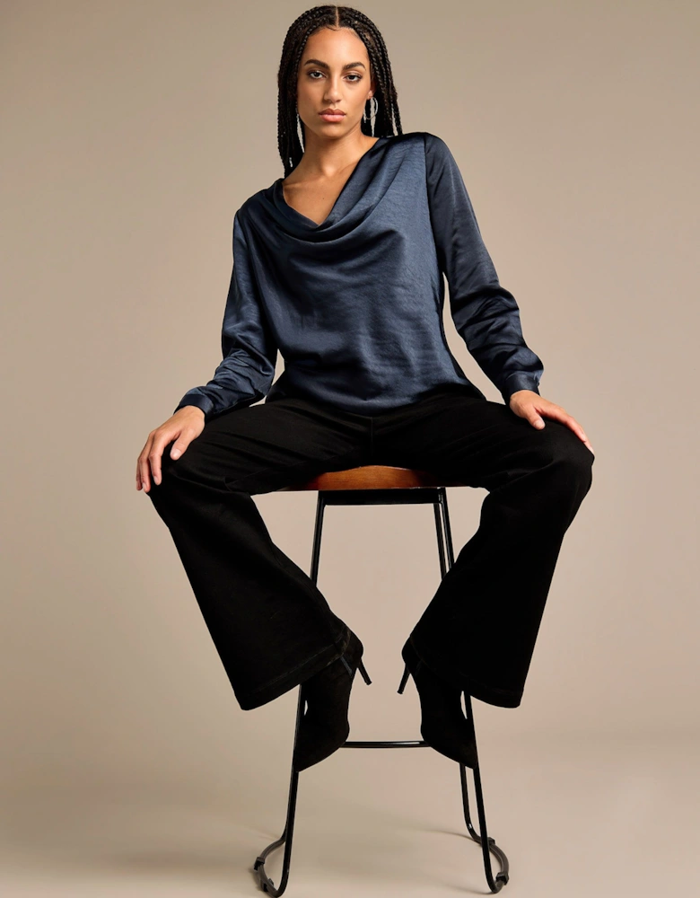 Scarlet Satin Cowl Neck Top