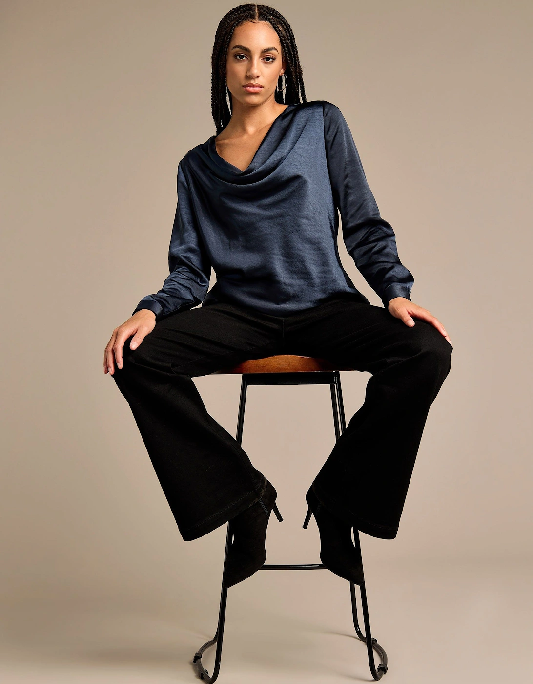 Scarlet Satin Cowl Neck Top, 2 of 1