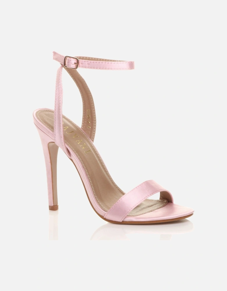 High  Heel Ankle Strap Barely There Satin Heeled Sandals