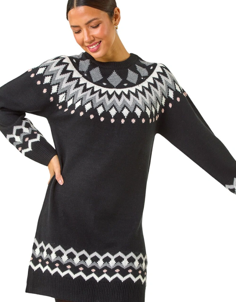 Geometric Print Knitted Shift Dress