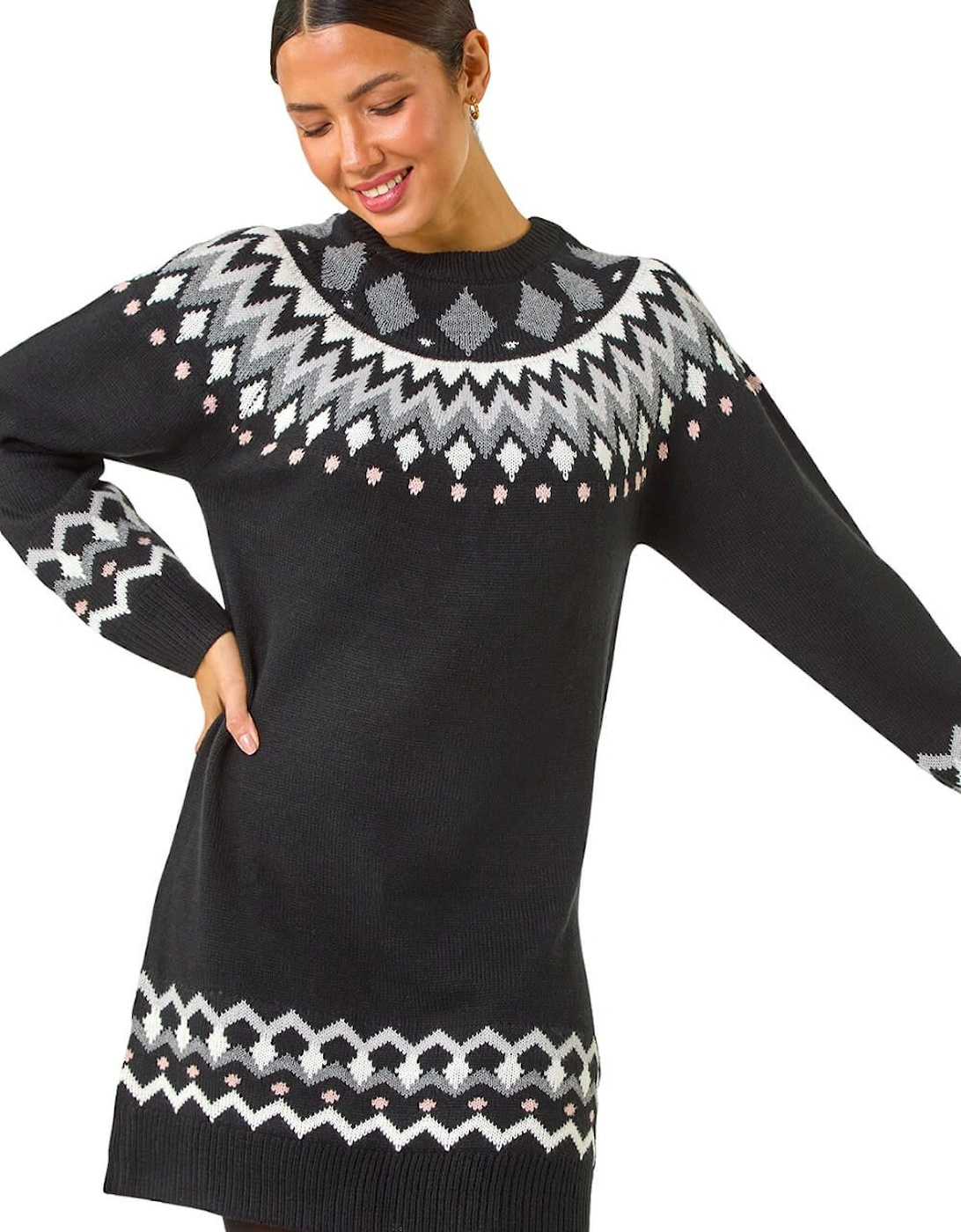 Geometric Print Knitted Shift Dress, 2 of 1