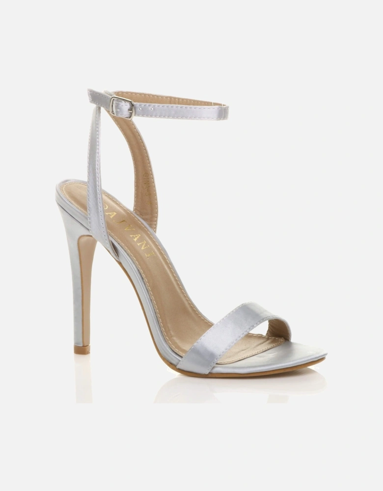 High  Heel Ankle Strap Barely There Satin Heeled Sandals