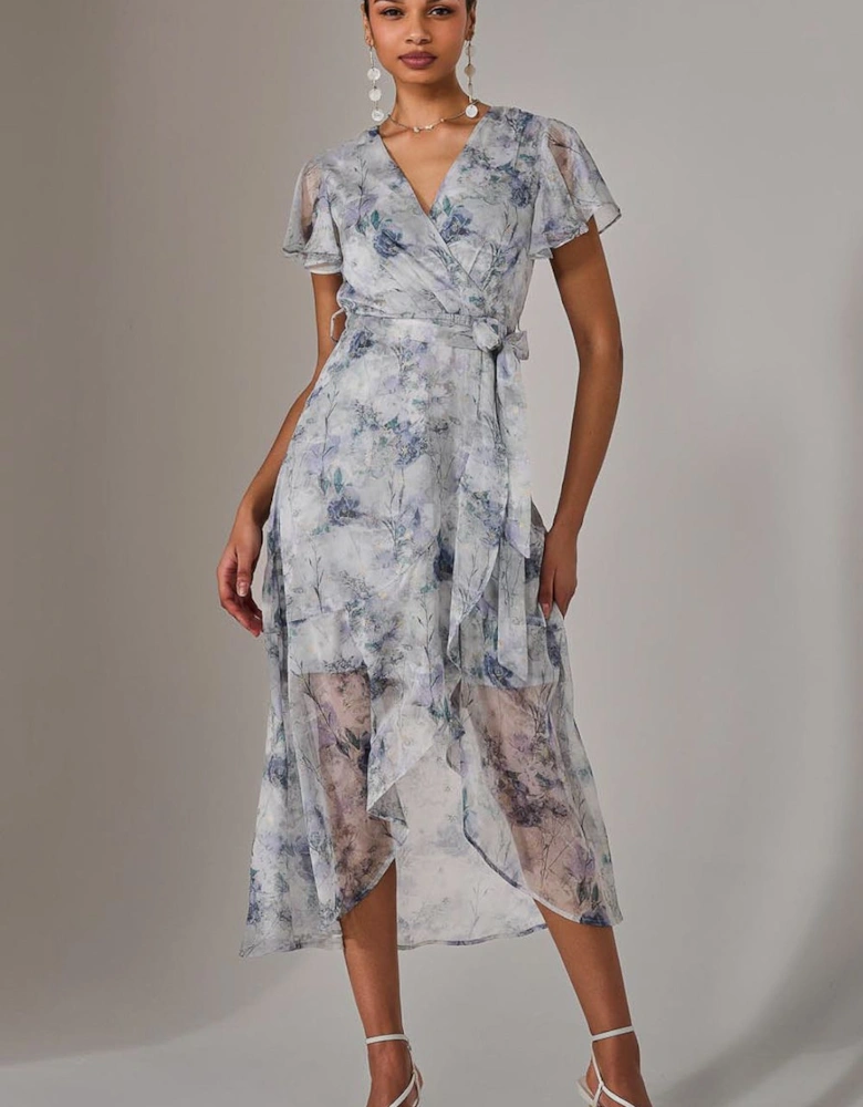 Chiffon Wrap Midi Dress
