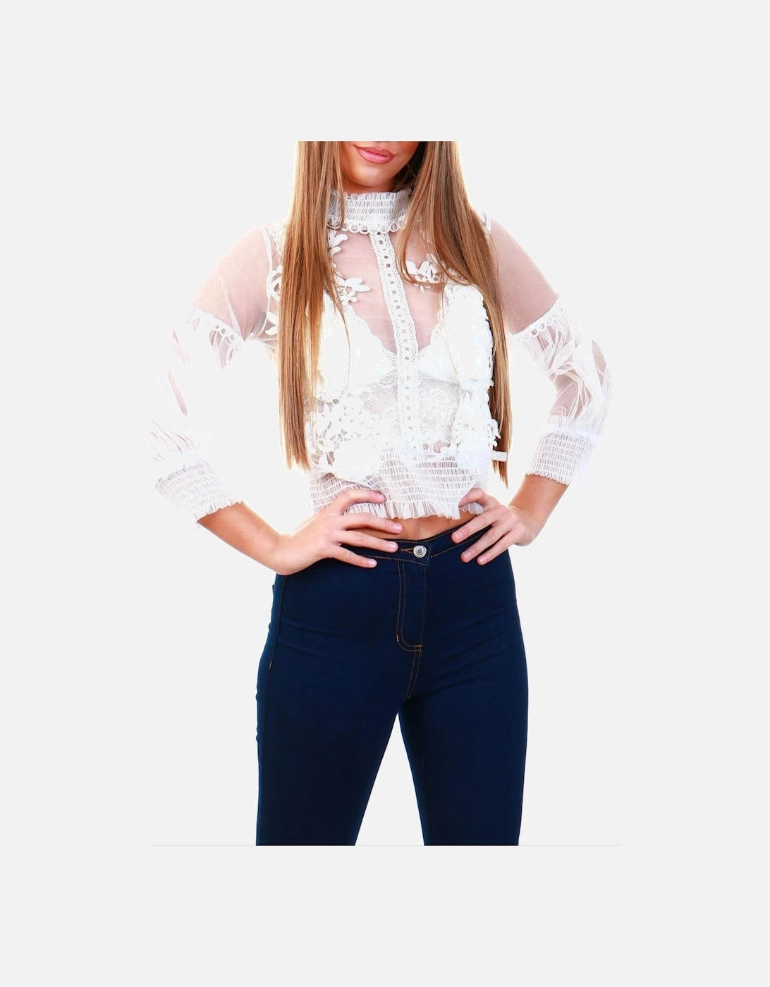 Romantic Sheer Lace Blouse, 2 of 1