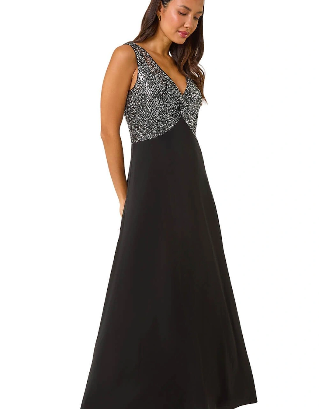 Contrast Sequin Bodice Maxi Dress, 2 of 1