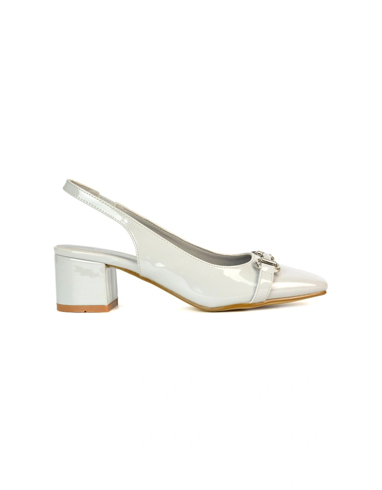 'Selena' Square Toe Slingback Mid Block Heel Ballet Court Shoes