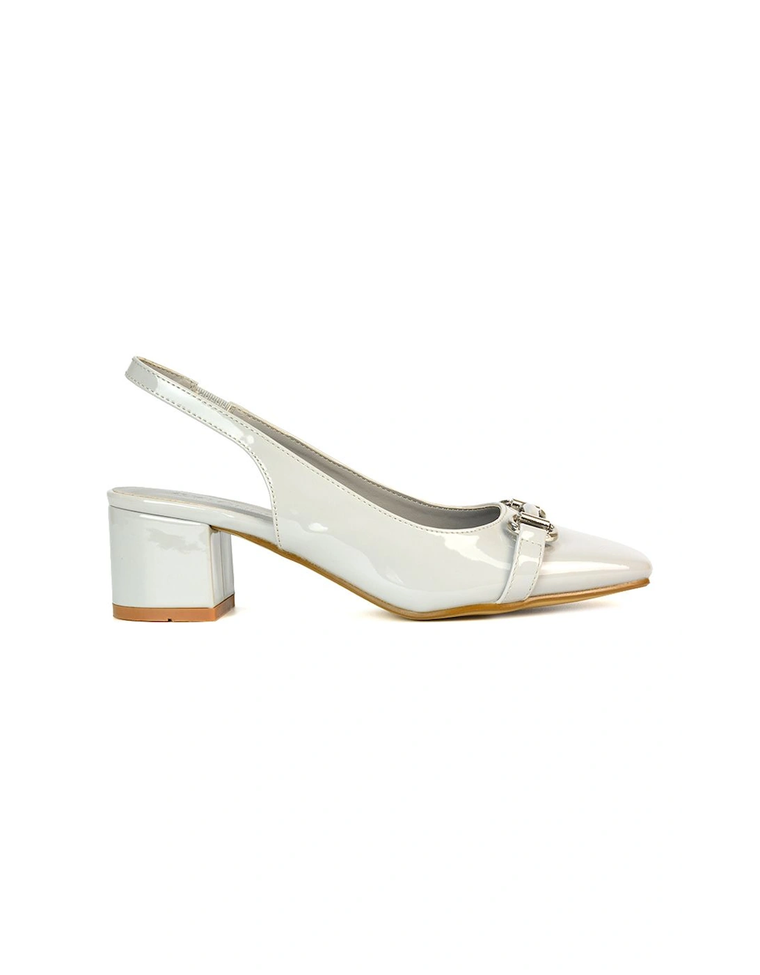 'Selena' Square Toe Slingback Mid Block Heel Ballet Court Shoes, 2 of 1