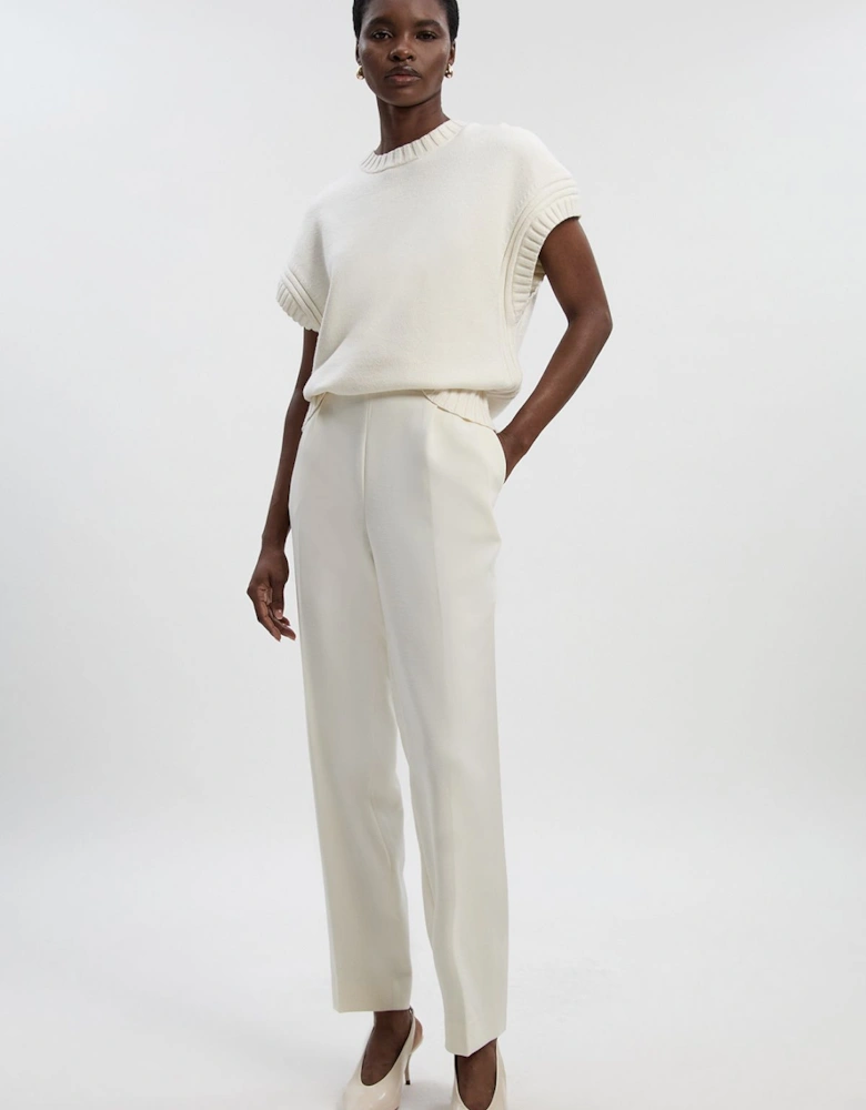 Tall Compact Stretch Essential Tailored High Waist Slim Leg Trouser