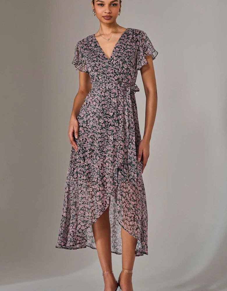 Chiffon Wrap Midi Dress