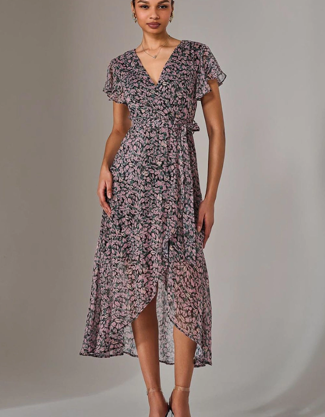 Chiffon Wrap Midi Dress, 2 of 1